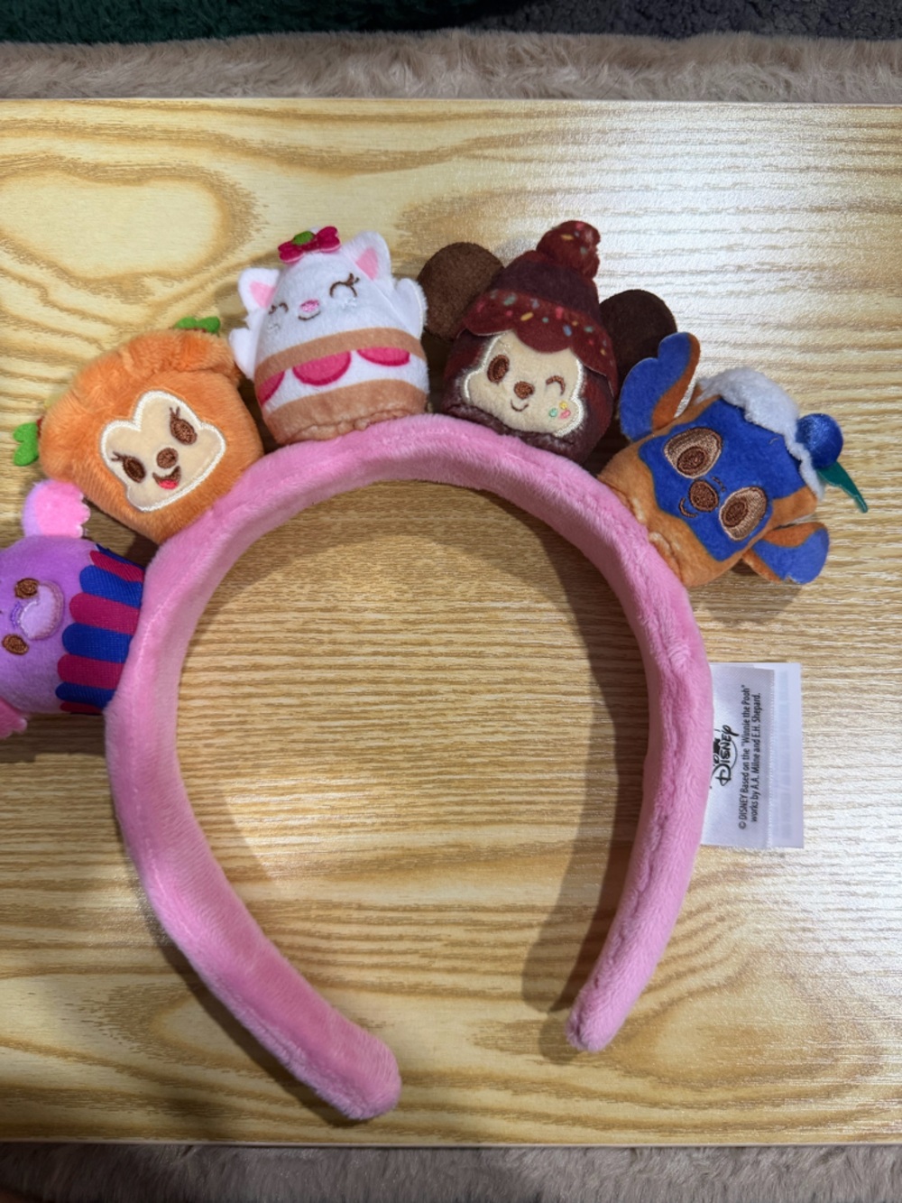 Disney Pink Plush Headband with Colorful Character Tsum Tsum Toys